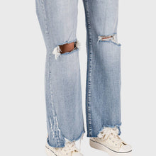 DISTRESSED HIGH RISE COMFORT VINTAGE FLARE JEANS