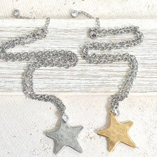 Non-Tarnishing Celestial Mix-Metal Star Necklace: Silver