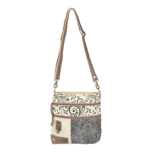 Double Zipper Floral Print Shoulder Bag