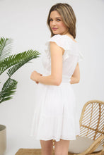 V NECK SHORT SLEEVE RUFFLE DETAIL SHIRRED MINI DRE: PINK
