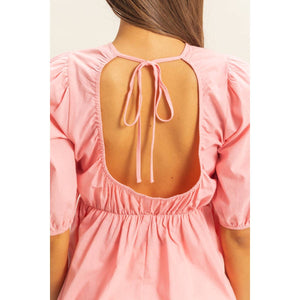 Puff Sleeve Open Back Top