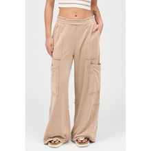 Mineral Wash Wide Leg Cargo Pants: DARK TAUPE