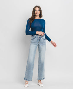 TUMMY CONTROL MID RISE SLIM WIDE LEG JEANS