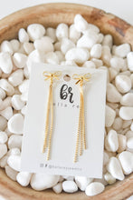 Bow gold plated studs-with gold dangle-hypoallergenic