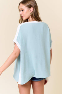 Airflow Boat Neck Contrast Band Top