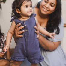 Check Gauze Blue Girl Romper
