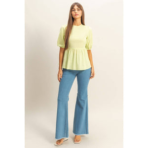 Puff Sleeve Open Back Top