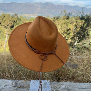 Fashion Classic Wide Brim Suede Hat - Rust