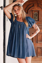 Denim Square Neck Babydoll Dress w/ Pockets