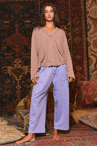 Deep V-nekline Oversized Top: Coffee / S-M-L (2-2-2)