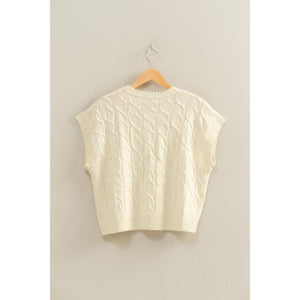Sleeveless Oversized Cable Knit Sweater Vest