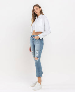 HIGH RISE SLIM STRAIGHT JEANS