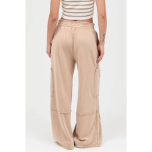Mineral Wash Wide Leg Cargo Pants: DARK TAUPE
