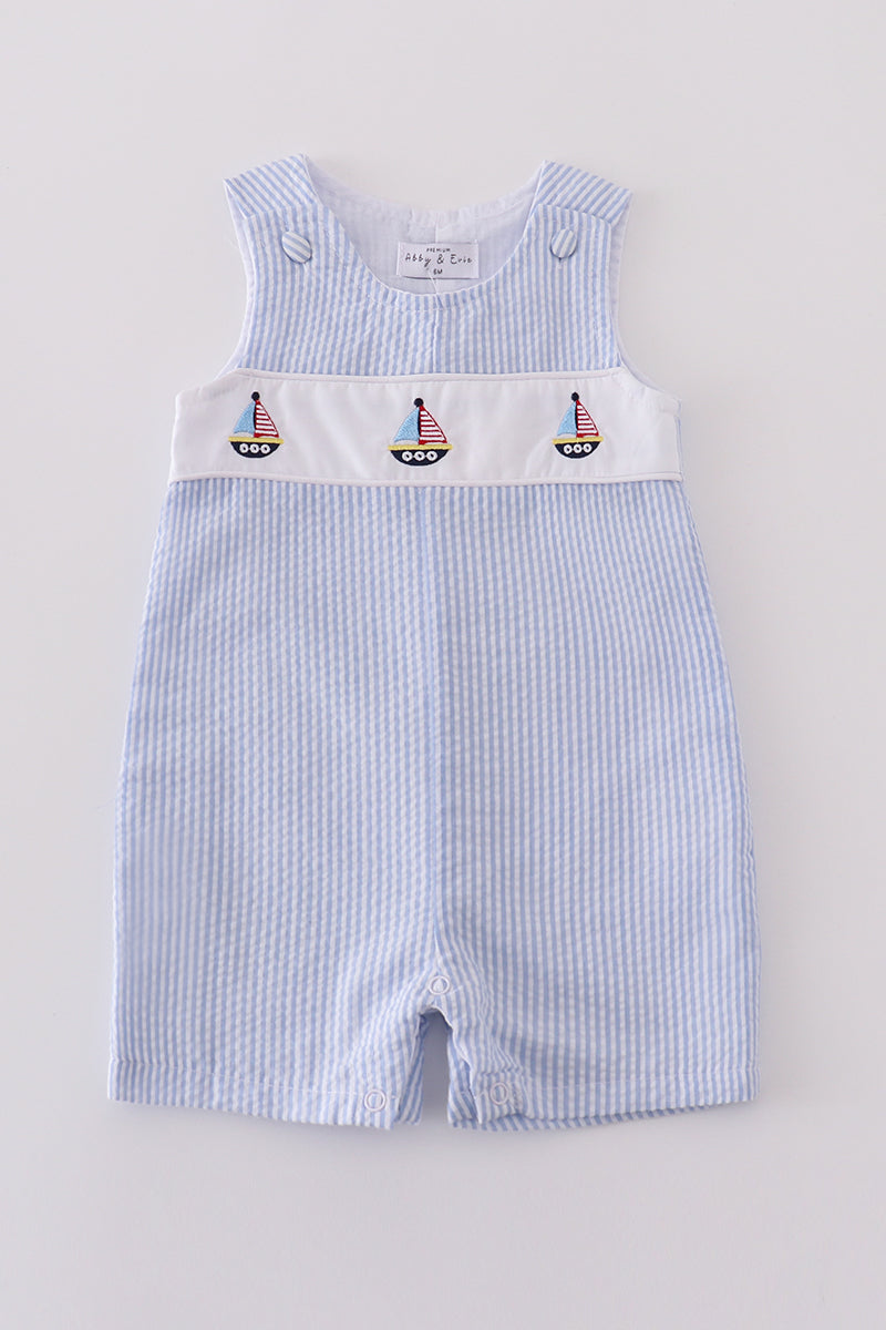 Premium Blue Sailboat Embroidery JonJon