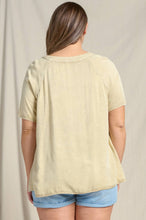 Plus Mineral Washed Raglan Short Sleeve Over Sized Top