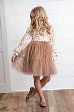 Kids Fall Winter Woodland Deer Tulle Ruffle Sleeve Dress: 5/6