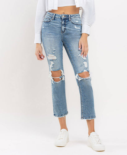 HIGH RISE SLIM STRAIGHT JEANS