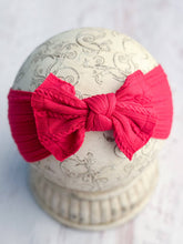 Cable Knit Bow Headbands: Purple