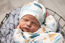 Infant Unisex Blue Sail Boat Baby Gown and Hat Set