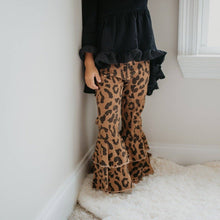 Kids Leopard Double Denim Ruffle Pant Jeans: 6