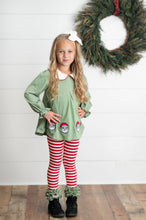 Kids Christmas Candy Cane Stripe Santa Ruffle Legging Set