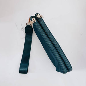 Cove Double Zip Nylon Wristlet Wallet Wholesale: Teal