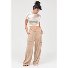 Mineral Wash Wide Leg Cargo Pants: DARK TAUPE