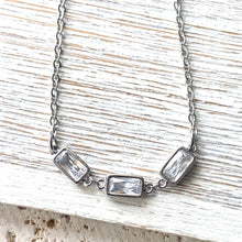 16-18" Rectangle Crystal Mix-Metal Layering Necklace