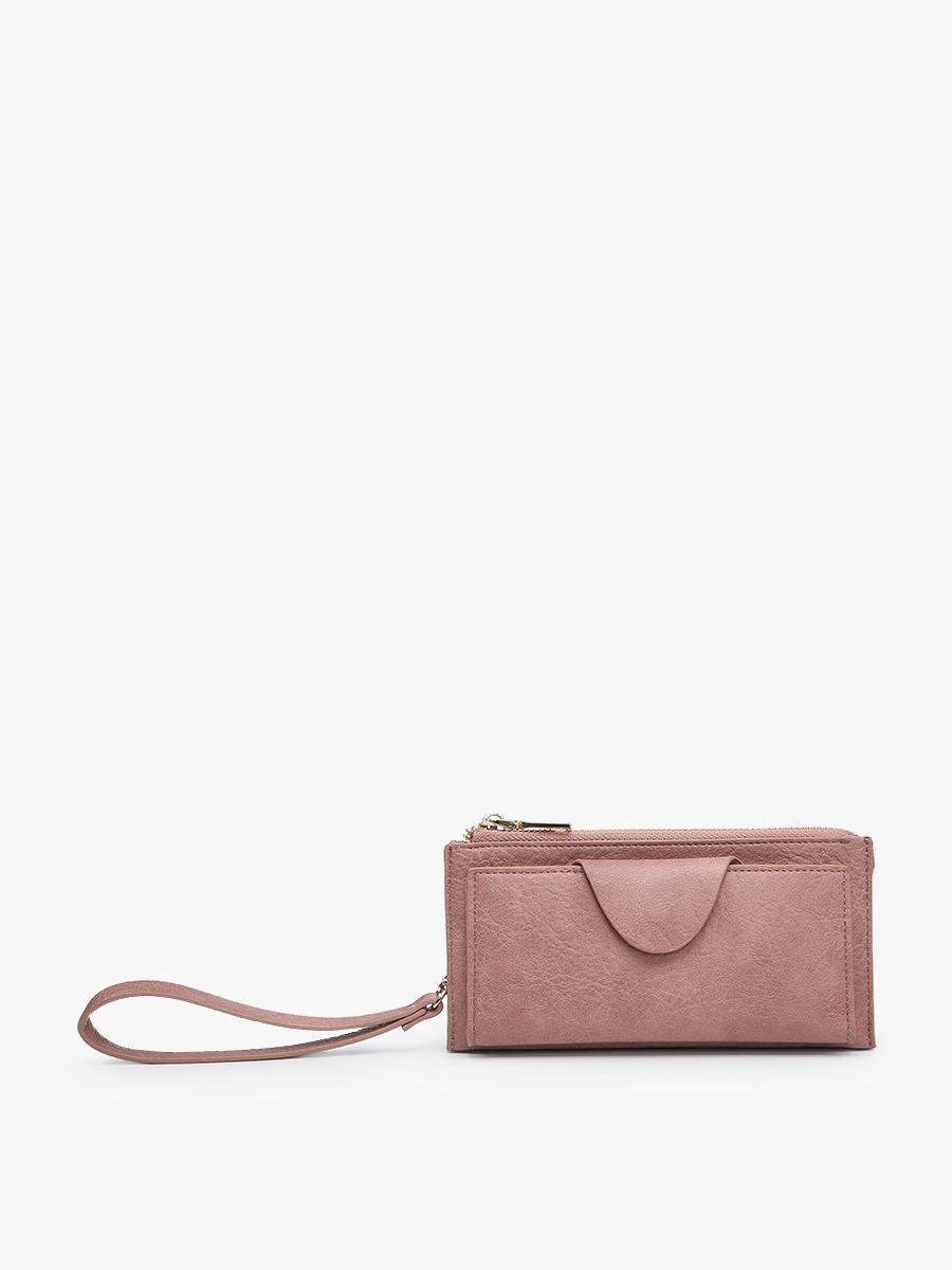 WL0004RF Kyla RFID Wallet w/ Snap Closure: Dark Rose