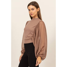 Sheer Sleeve Back Button Blouse