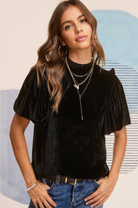 Velvety Puff Fall Winter Short Sleeve Top
