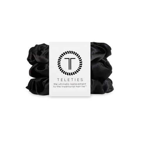 Jet Black Large Silk Scrunchie