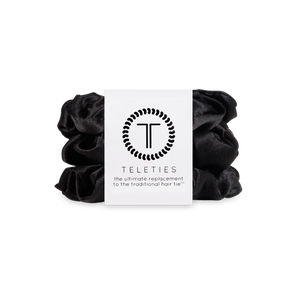 Jet Black Large Silk Scrunchie