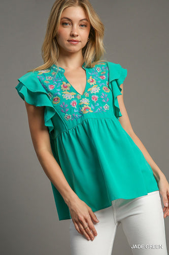 Babydoll Split Neck Top