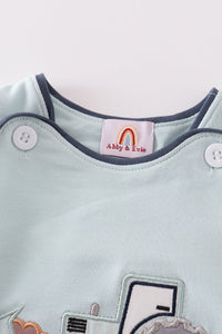 Green Excavator Applique Boy Bubble