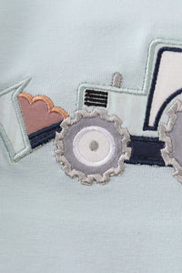 Green Excavator Applique Boy Bubble