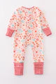 Red Christmas Candy Cane Zipper Girl Romper