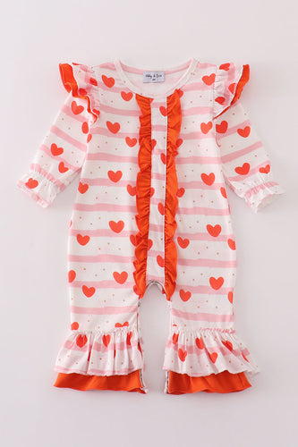 Valentine Heart Print Girl Romper