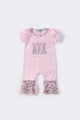 Pink Bunny Applique Floral Girl Romper