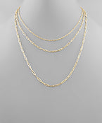 Paperclip Three Chain Necklace Set