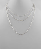 Paperclip Three Chain Necklace Set