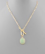 Stone Charm Toggle Chain Necklace - Amazonite/Gold