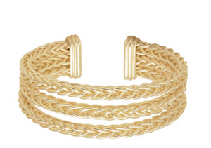 Matte Gold 3 Ponytail Link Cuff Bracelet