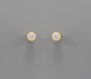 Cubic Zirconia 14k Dipped Circle Studs