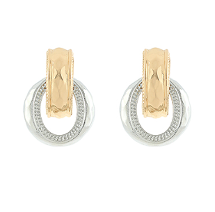 Two-Tone Textured Door Knocker Earrings