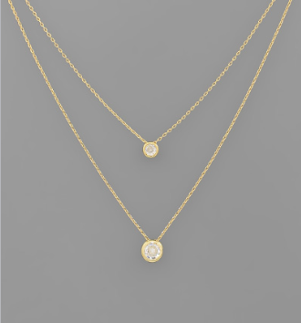 Gold Dipped Round Pendant Dual Necklace