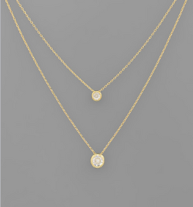 Gold Dipped Round Pendant Dual Necklace