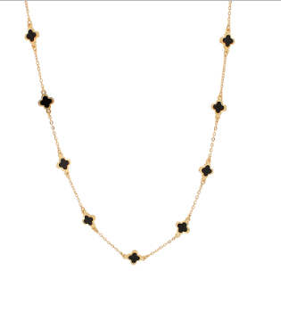 Gold Dipped Clover Station Metal Necklace
