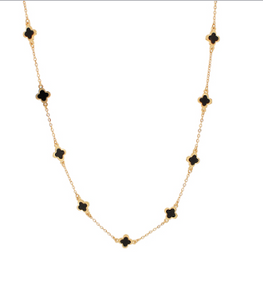 Gold Dipped Clover Station Metal Necklace