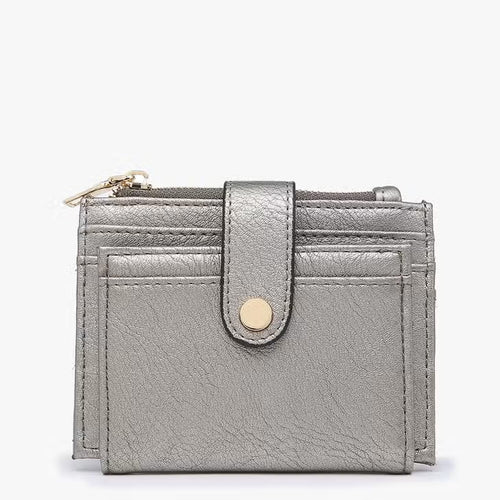 Jen & Co Sam Mini Snap Wallet/Card Holder PEWTER